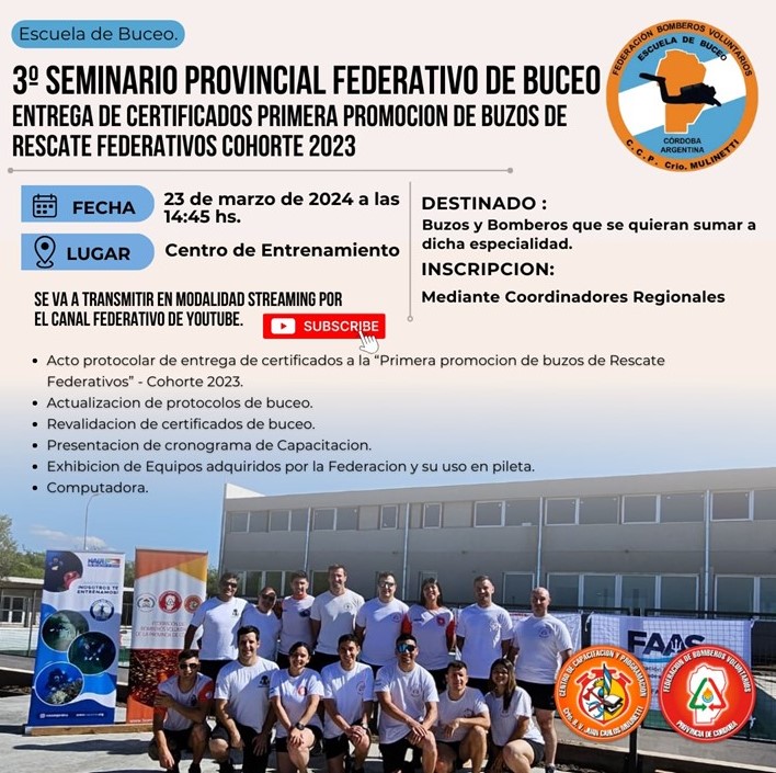 3� Seminario de Buceo y Entrega de Certificados a Buzos Federativos 2023