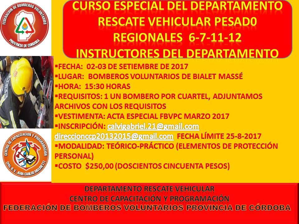 Curso Especial del Departamento Rescate Vehicular Pesado