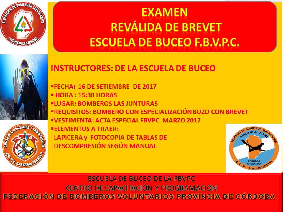 Escuela de Buceo: Examen de Reválida de Brevet