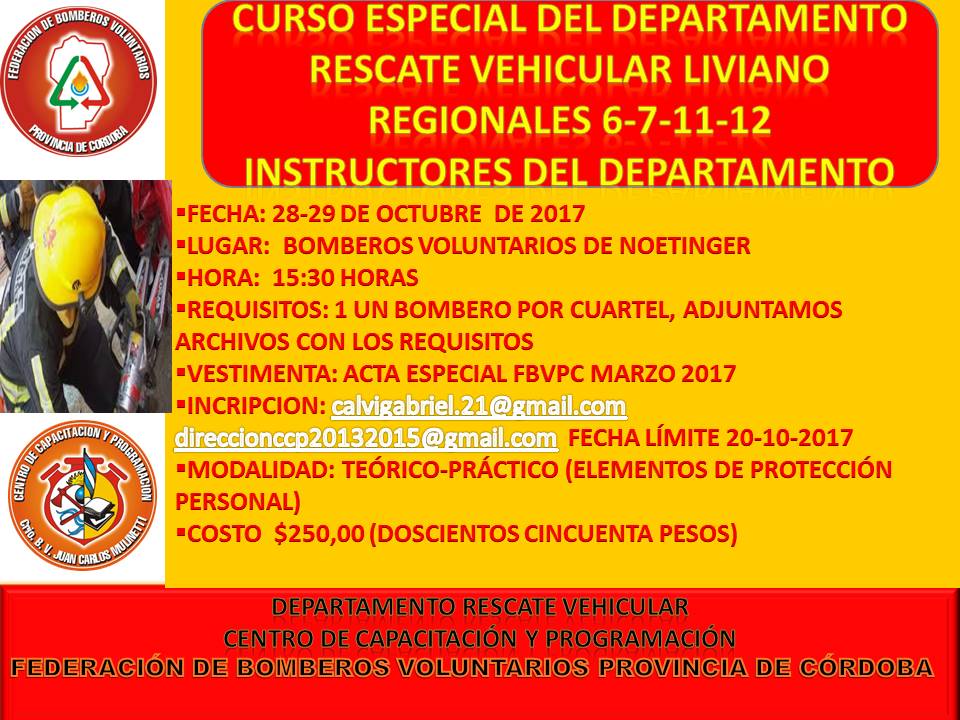 Curso Especial de Rescate Vehicular Liviano