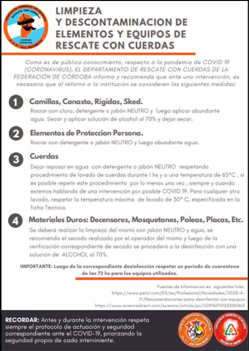 Rescate con Cuerdas: Limpieza y Desinfecci�n de Equipos