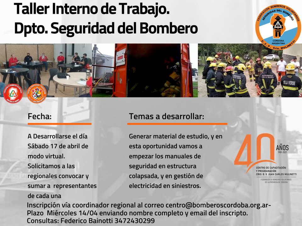 Departamento Seguridad del Bombero: Taller Interno de Trabajo