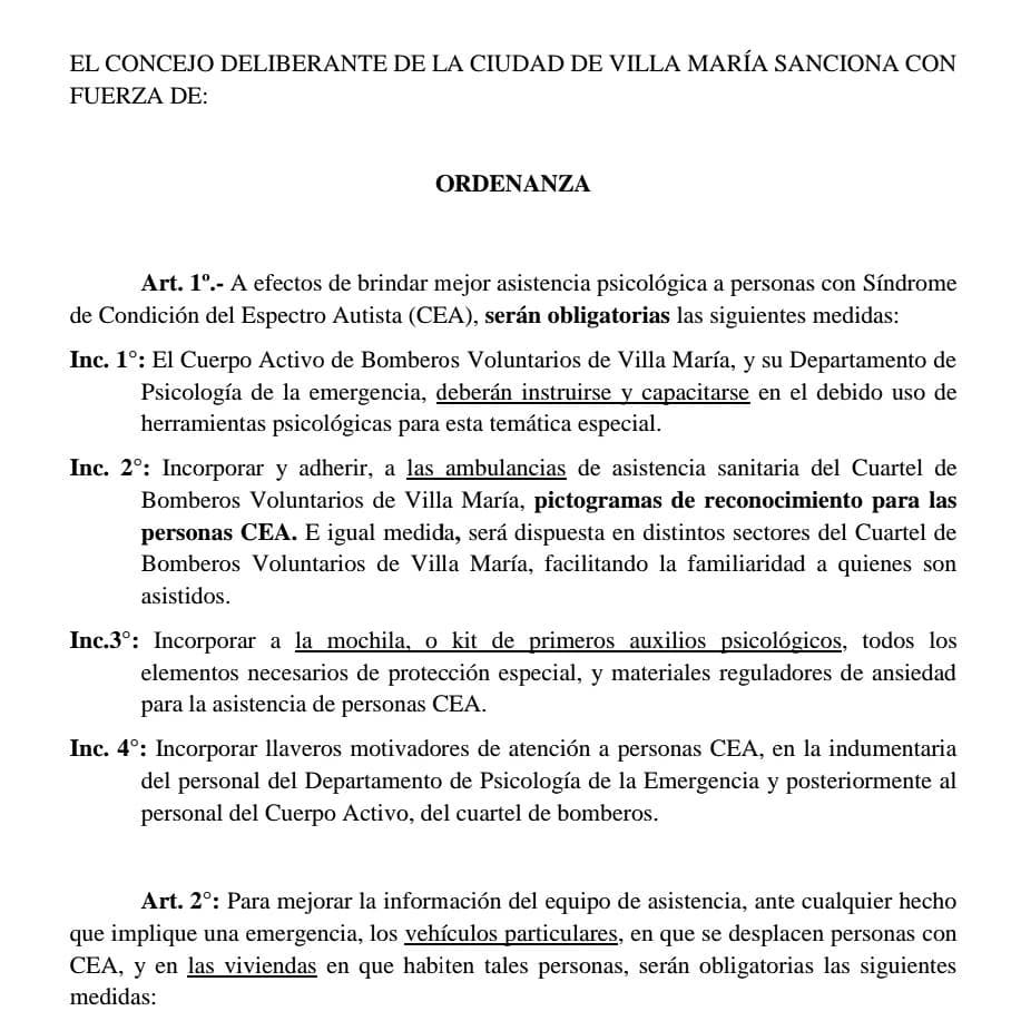 Bomberos de Villa María lideran Proyecto para personas CEA