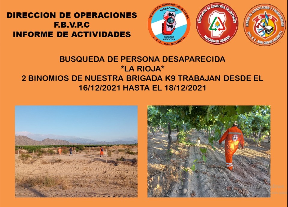 Operaciones particip en la Bsqueda de Persona desaparecida