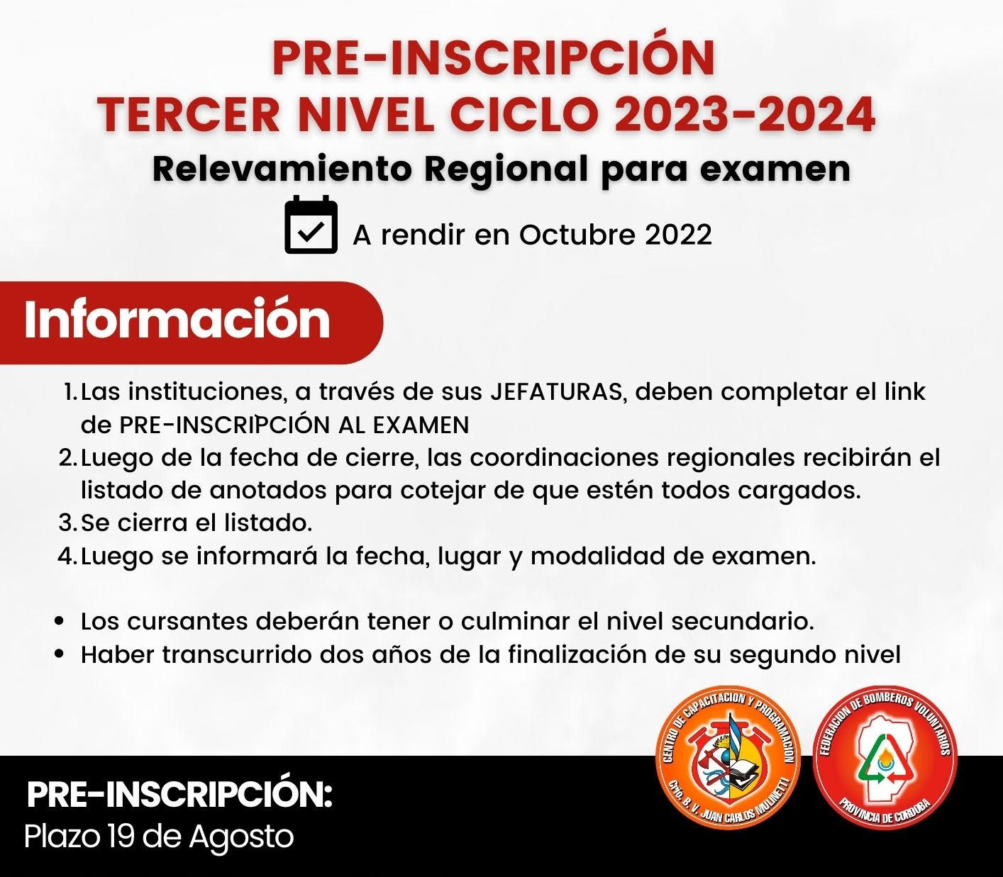 Pre-inscripción: Tercer Nivel de Capacitación ciclo 2023-2024