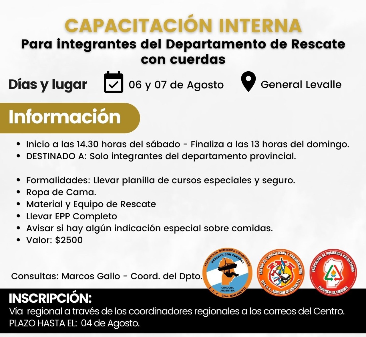 Capacitación Interna del Departamento Rescate con Cuerdas