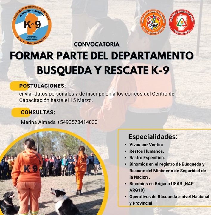 Convocatoria: Departamento B�squeda y Rescate con K9