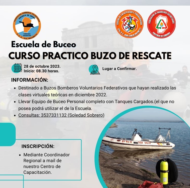 Departamento Rescate Acuático: Curso de Buzo de Rescate