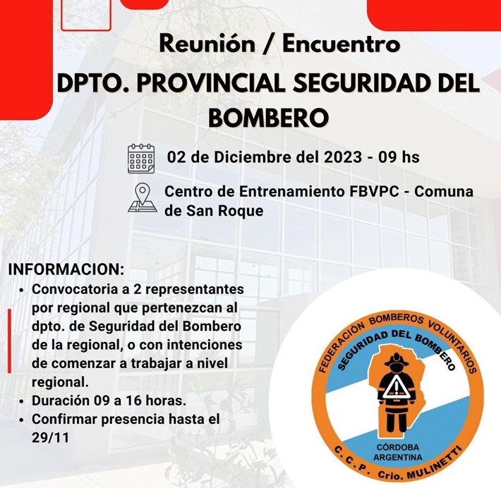 Convocatoria del Departamento Seguridad del Bombero