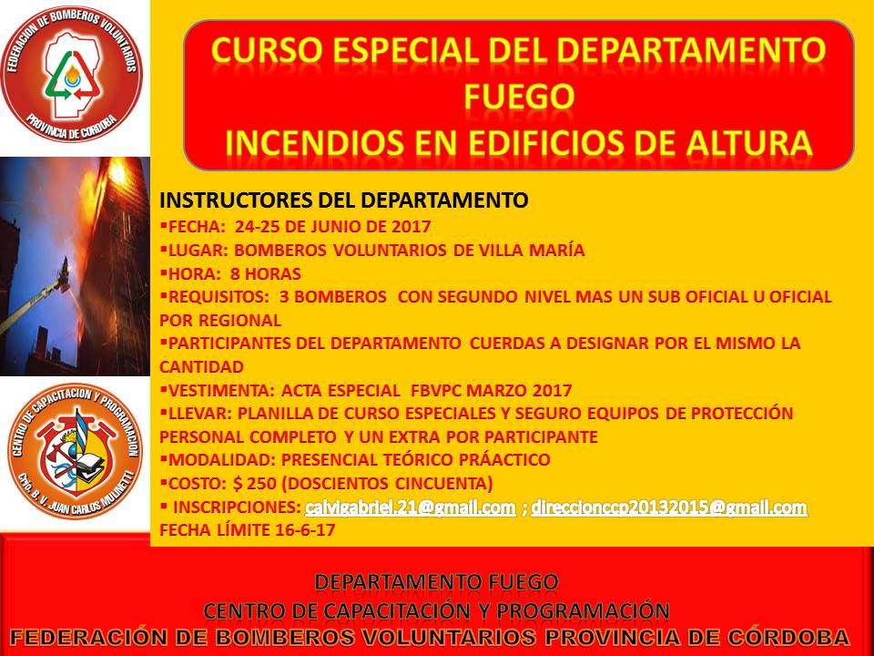 Curso Especial del Departamento Fuego: Incendios en Edificios de Altura