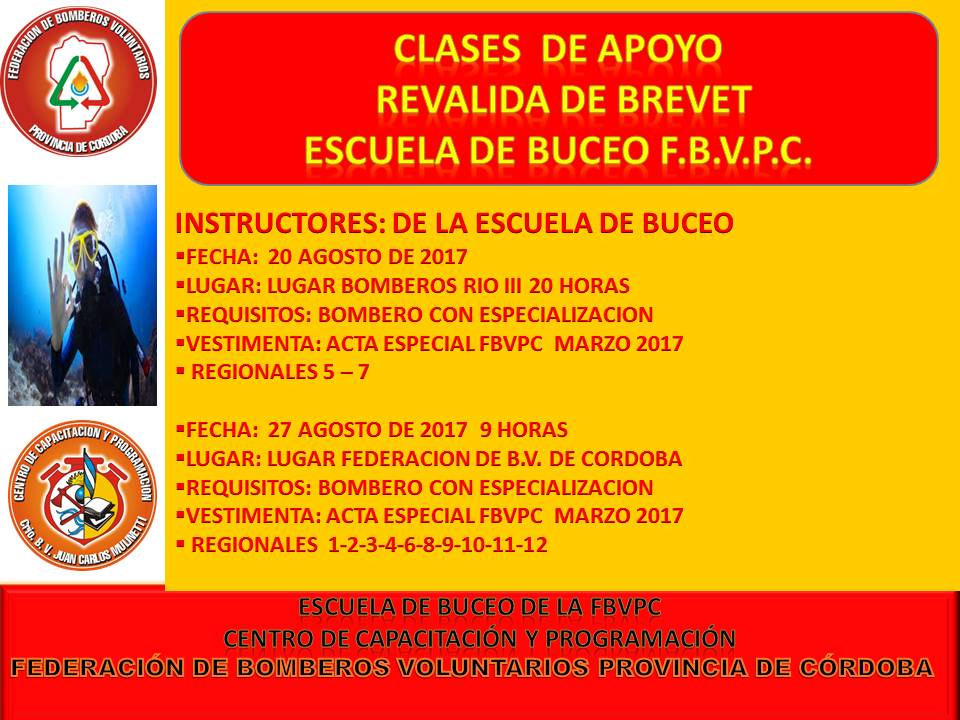 Clases de Apoyo de la Escuela de Buceo