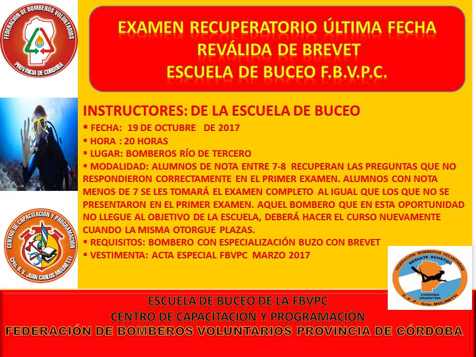 Escuela de Buceo: Rev�lida de Brevet