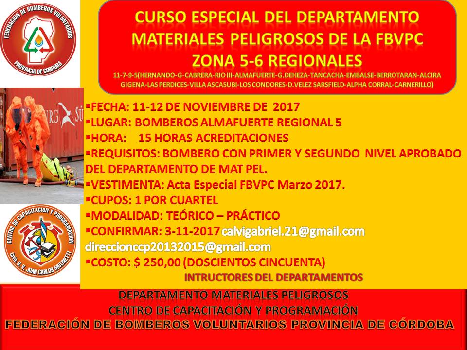 Curso Especial del Departamento Materiales Peligrosos