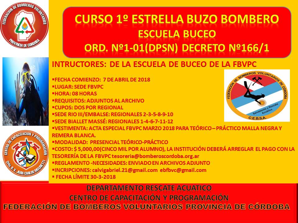 Escuela de Buceo: Curso 1� Estrella Buzo Bomberos