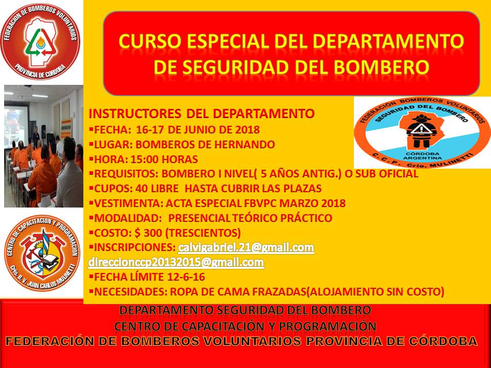 Curso Especial del Departamento Seguridad del Bombero
