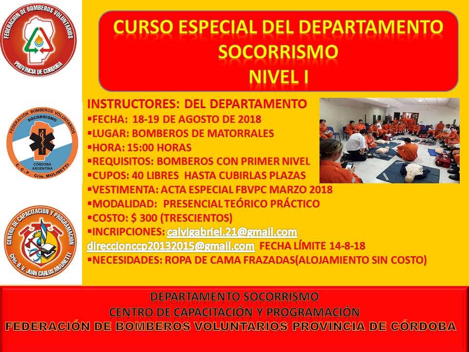 Curso Especial del Departamento Socorrismo: Nivel I