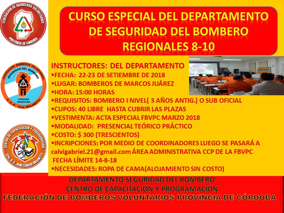 Curso Especial: Departamento Seguridad del Bombero