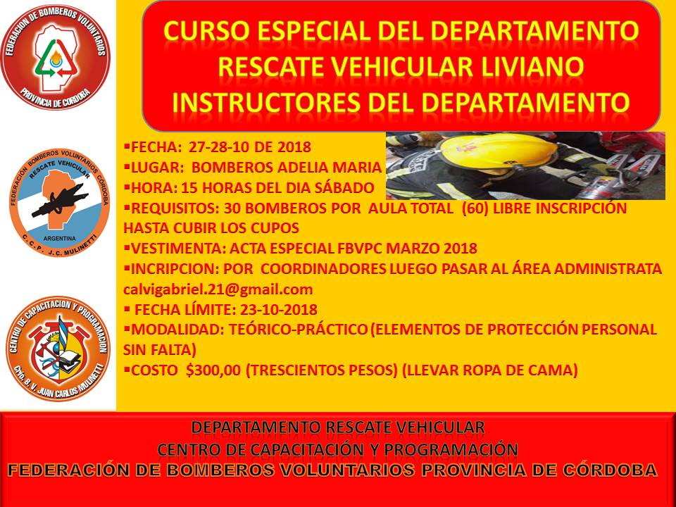 Curso Especial del Departamento Rescate Vehicular Liviano