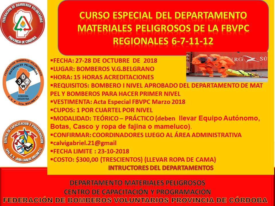 Curso Especial del Departamento Materiales Peligrosos