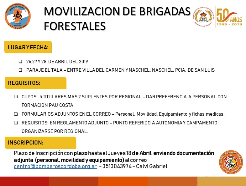 Movilizaci�n Nacional de Brigadas de Incendios Forestales