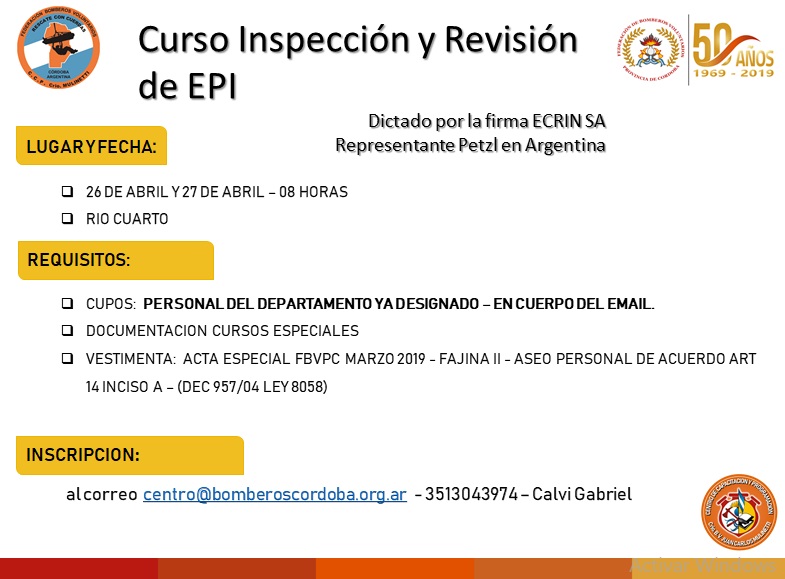 Curso: Inspecci�n y Revisi�n de Equipos de Protecci�n Individual