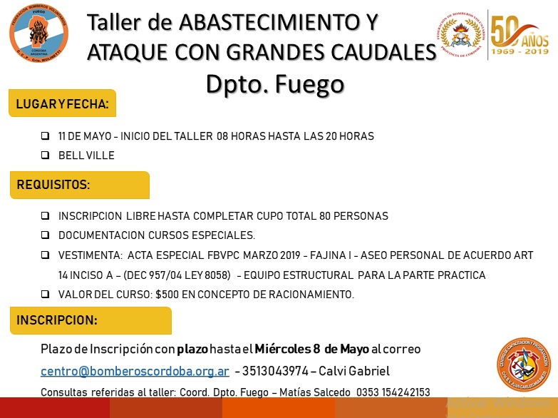 Taller de Capacitaci�n: Abastecimiento y Ataque con Grandes Caudales