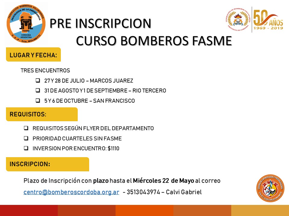 Departamento Psicolog�a de la Emergencia:Curso Bomberos FASME