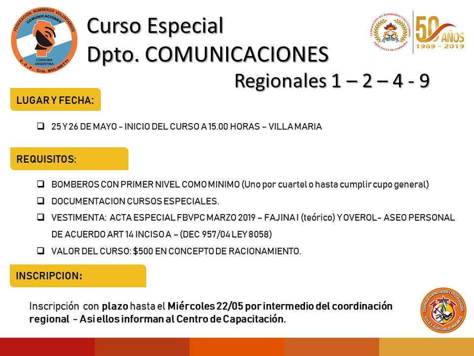 Departamento Comunicaciones: Curso Especial