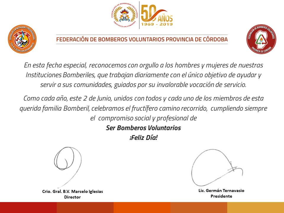 �Saludamos a nuestros Bomberos Voluntarios en su D�a!
