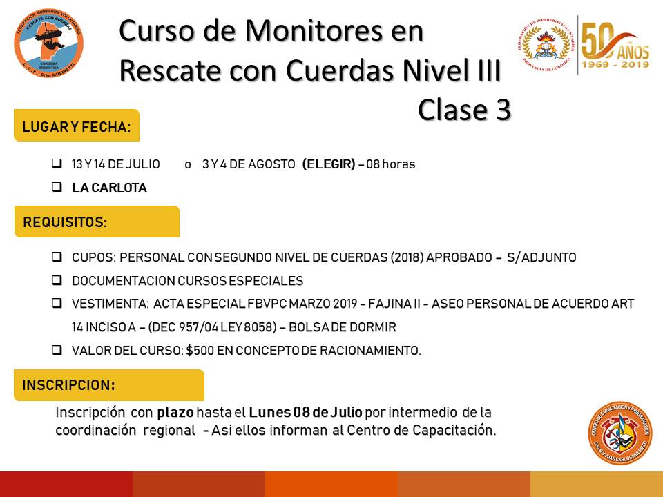 Curso de Monitores de Rescate con Cuerdas Nivel III