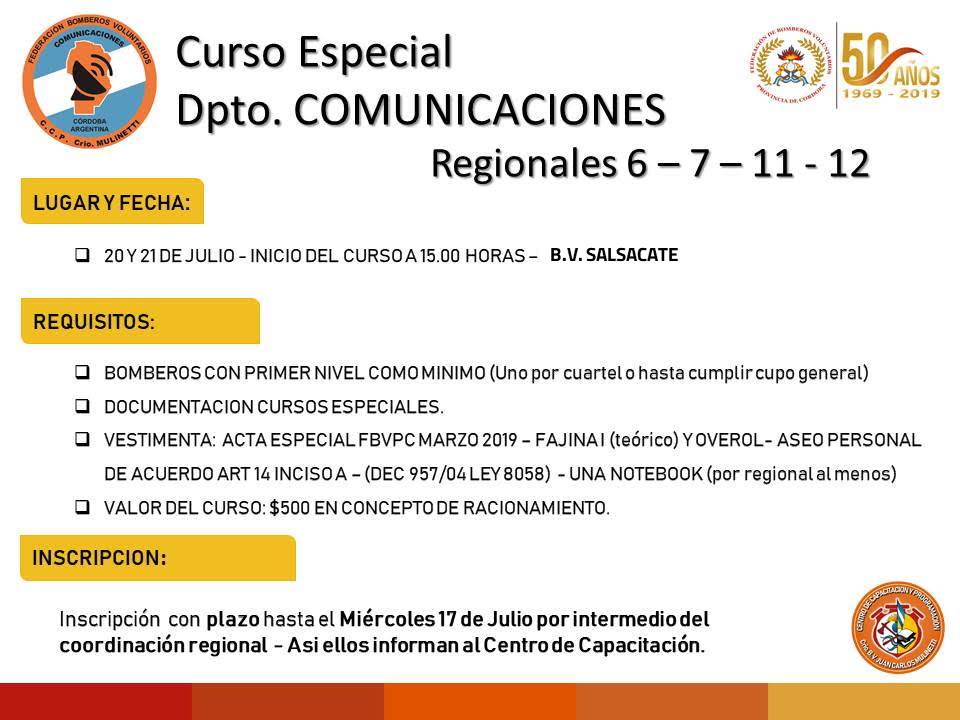 Curso Especial del Departamento Comunicaciones