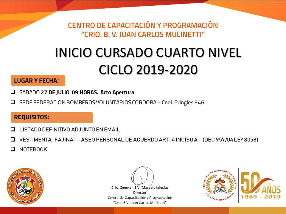 Apertura de 4� Nivel: Ciclo 2019 - 2020