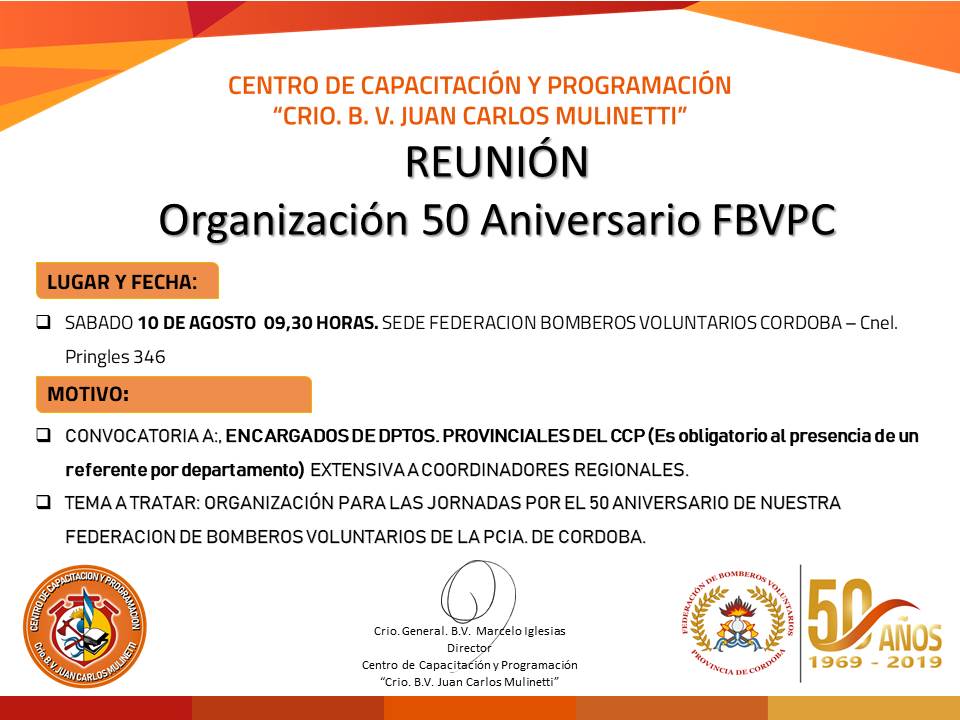 Reuni�n Centro Capacitaci�n: Organizaci�n 50� Aniversario