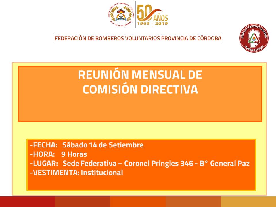Reuni�n Mensual de Comisi�n Directiva: Mes de Setiembre