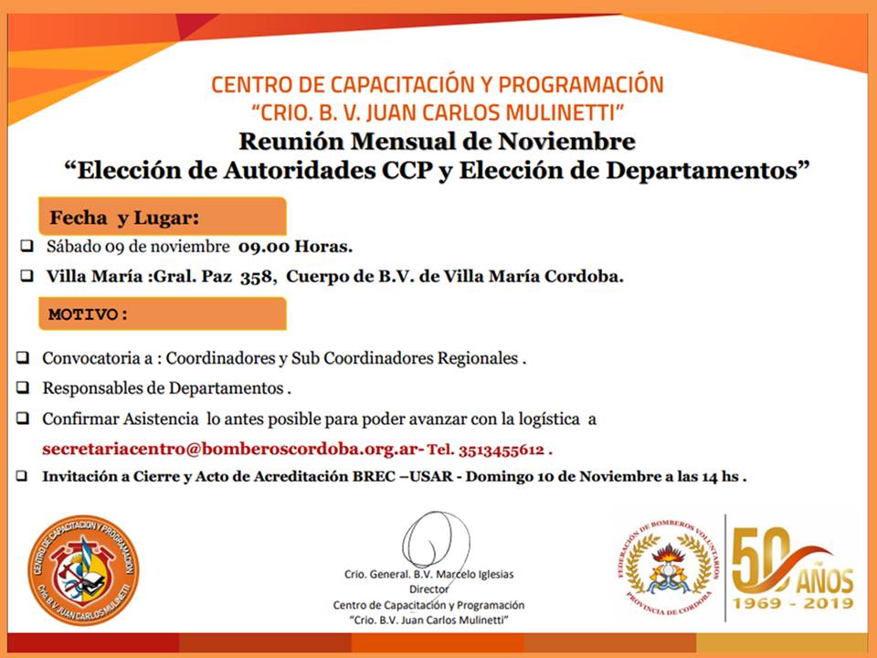 Elecciones del CCP y Acreditaci�n BREC-USAR