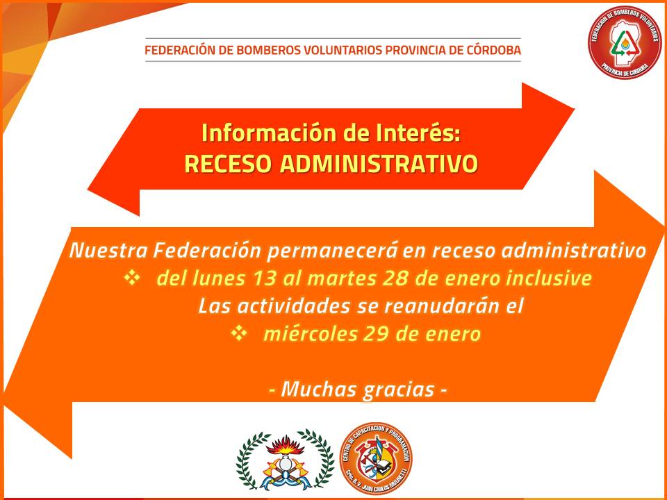 Informaci�n de Inter�s: Receso Administrativo FBVPC