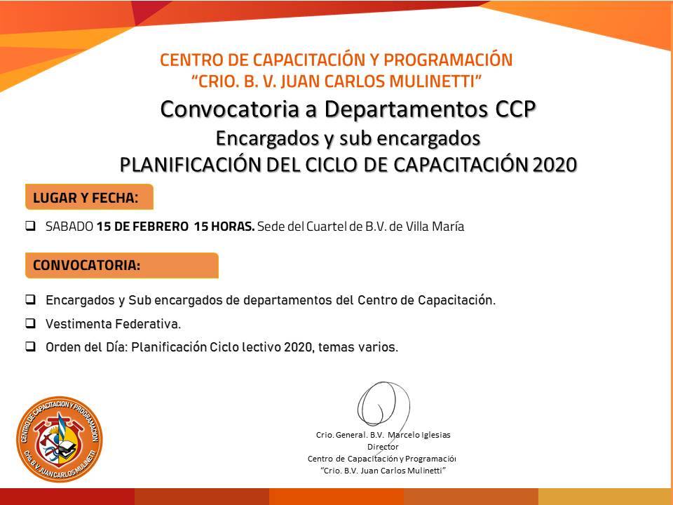 CCP: Reuni�n de Planificaci�n - Ciclo de Capacitaci�n 2020