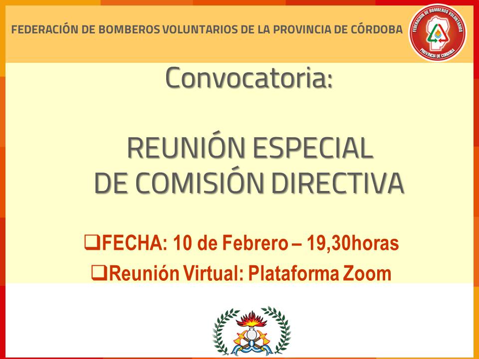 Reuni�n Especial de Comisi�n Directiva FBVPC