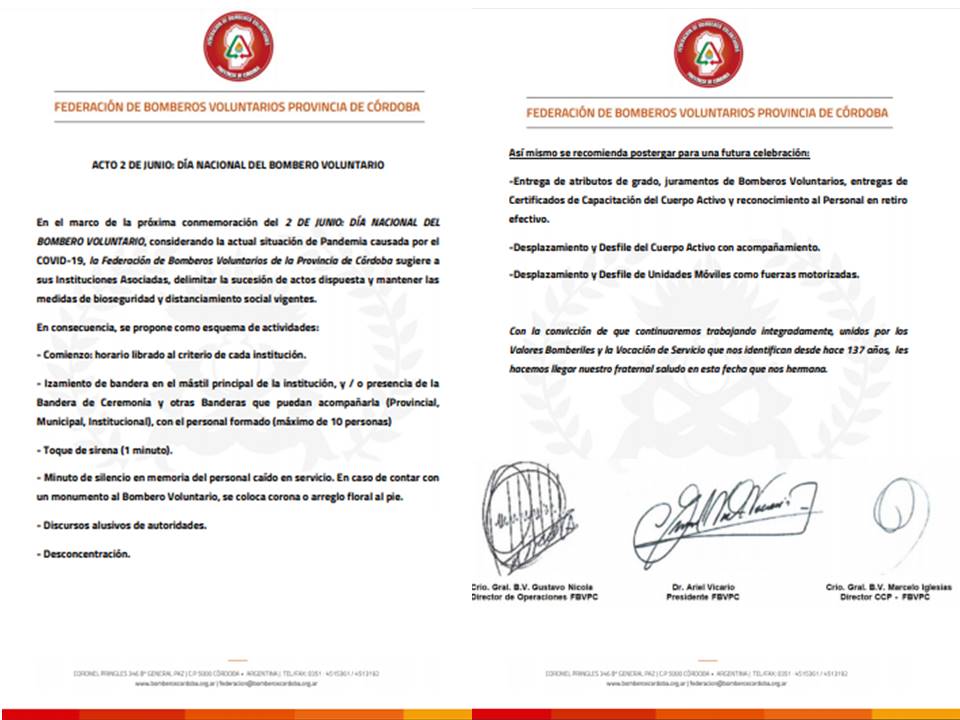Acto 2 de Junio: D�a Nacional del Bombero Voluntario