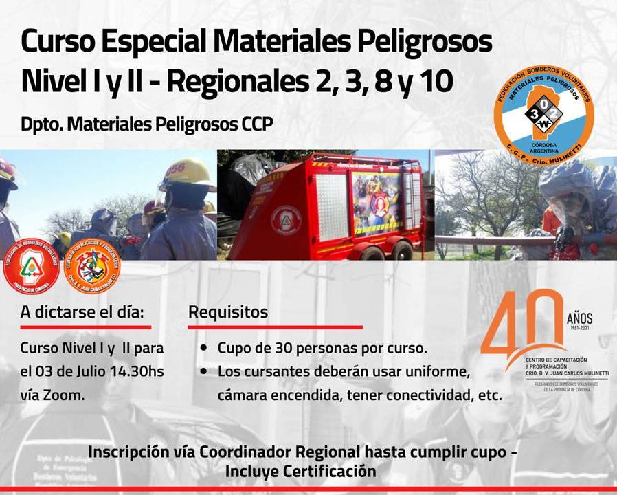 Materiales Peligrosos:Curso Especial Niveles I y II - Reg 2, 3 y 10