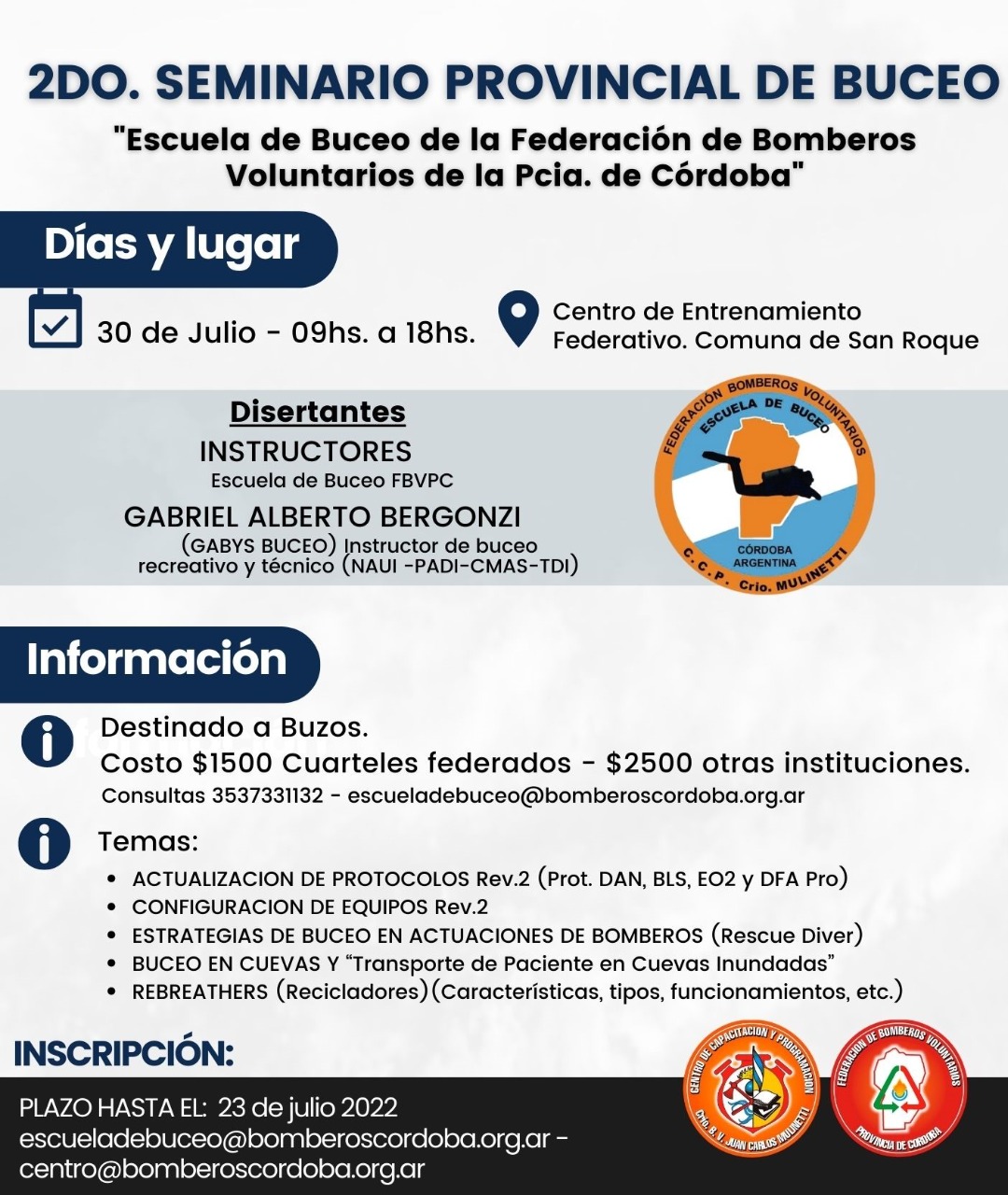 Escuela de Buceo FBVPC: 2� Seminario Provincial de Buceo 2022
