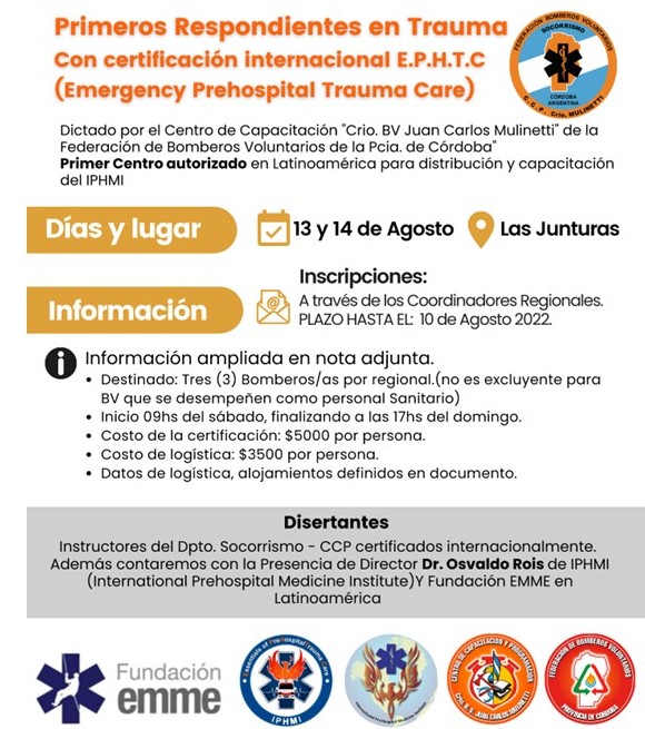 Primeros Respondientes en Trauma con Certificaci�n Internacional EPHTC