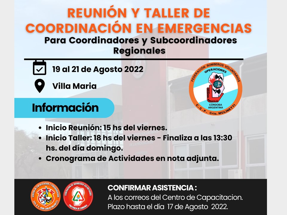 Reuni�n y Taller de Coordinaci�n en Emergencias