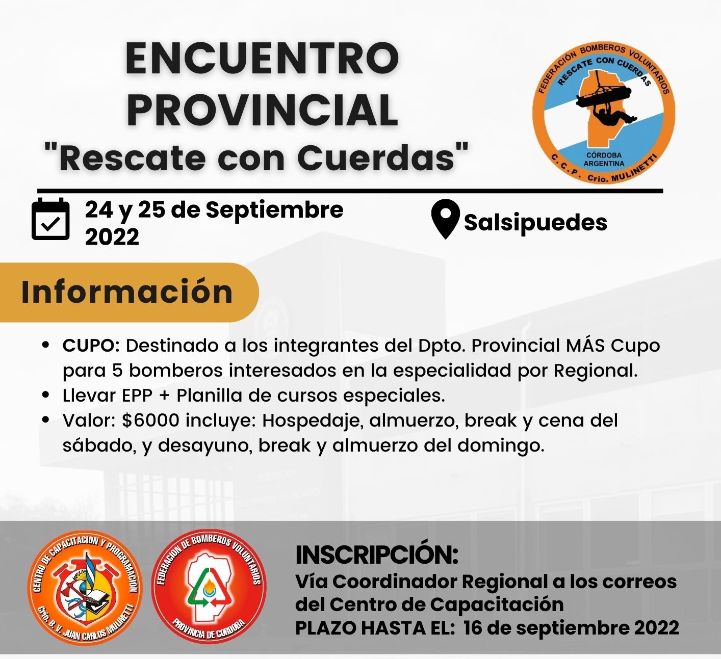 Nuevo Encuentro Provincial del Departamento Rescate con Cuerdas