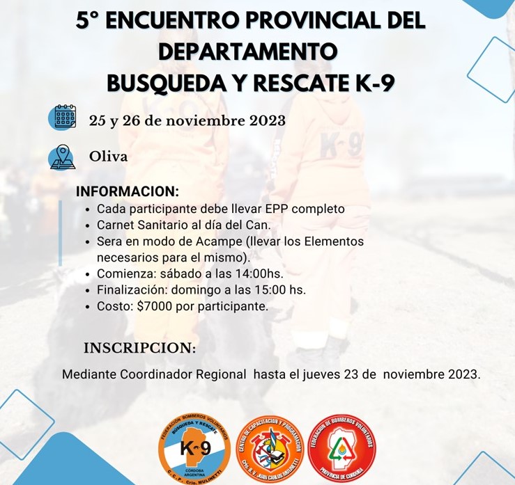 B�squeda y Rescate con K9: 5� Encuentro Provincial 2023
