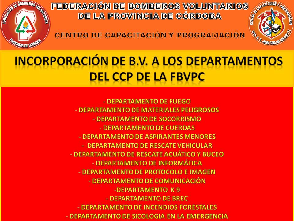 Convocatoria de Incorporaci�n a los Dptos. de Especializaci�n del CCP