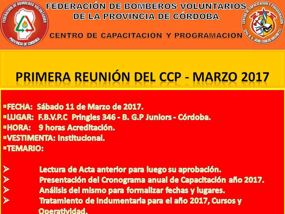 Primera Reuni�n Mensual 2017 del CCP