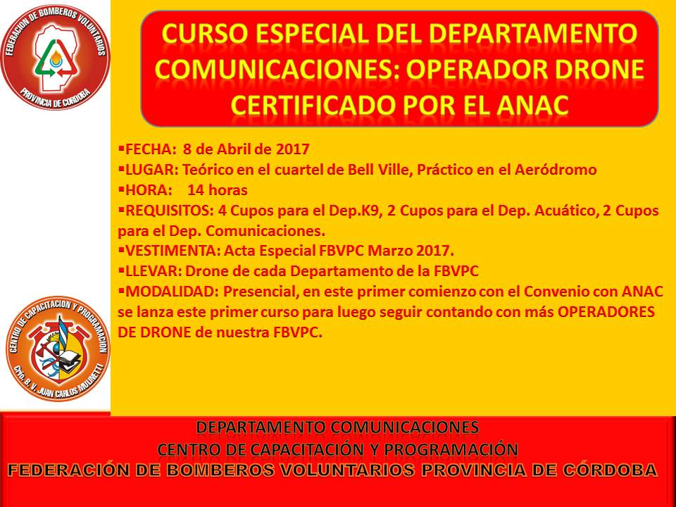 Curso Especial de Operador Drone certificado por el ANAC