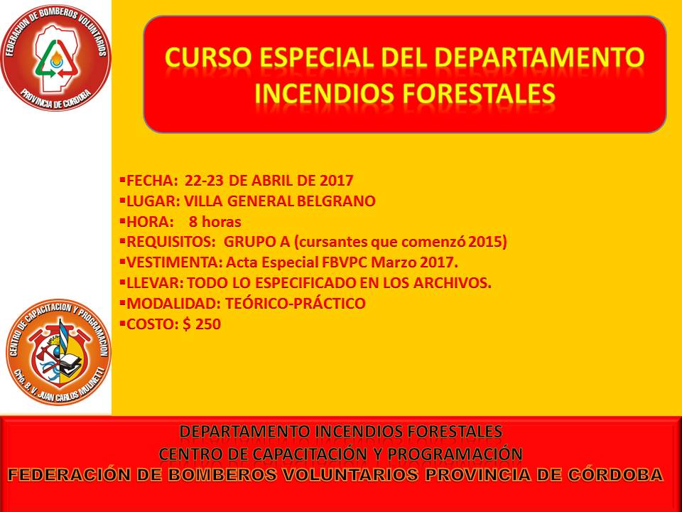 Curso Especial del Departamento de Incendios Forestales