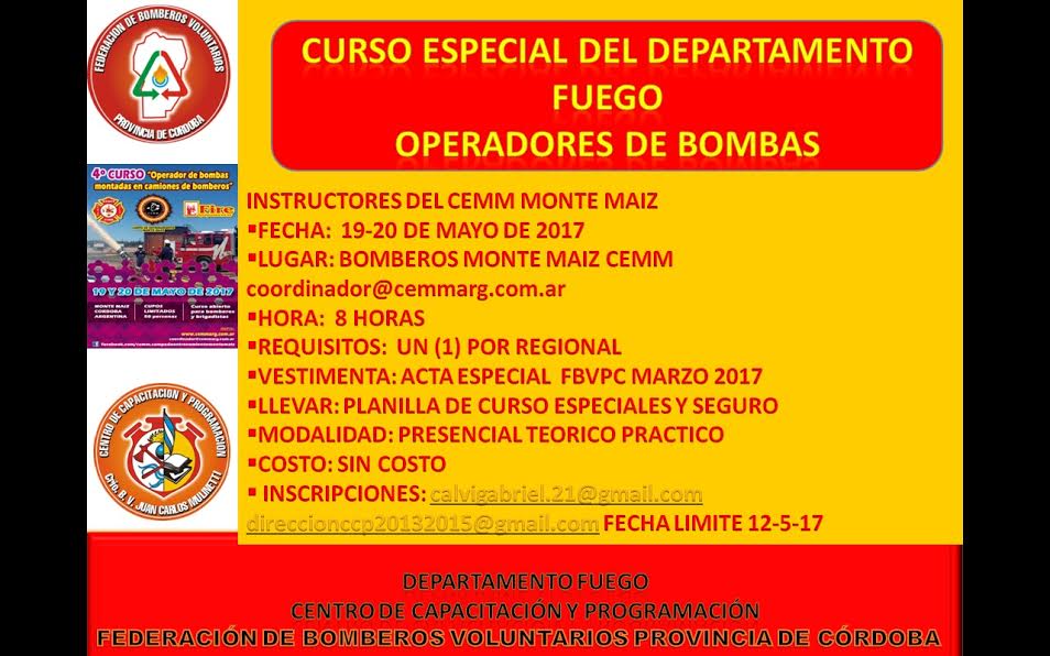 4� Curso: Operador de Bombas montadas en Camiones de Bomberos